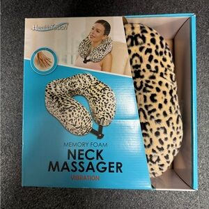 HealthTouch Leopard Print Memory Foam Neck Massager - Beige/Black